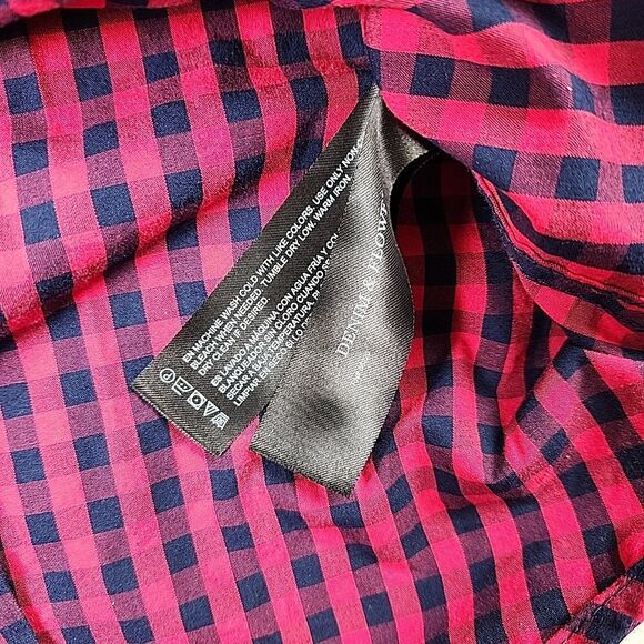 Ricky Singh Denim & Flower Men Red Check Long Sleeve Cotton Medium Button Shirt - Picture 6 of 7